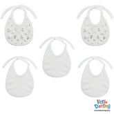 Anchor Boat & Fish Printed Pack of 5 Bibs White | Little Darling - Zubaidas Mothershop